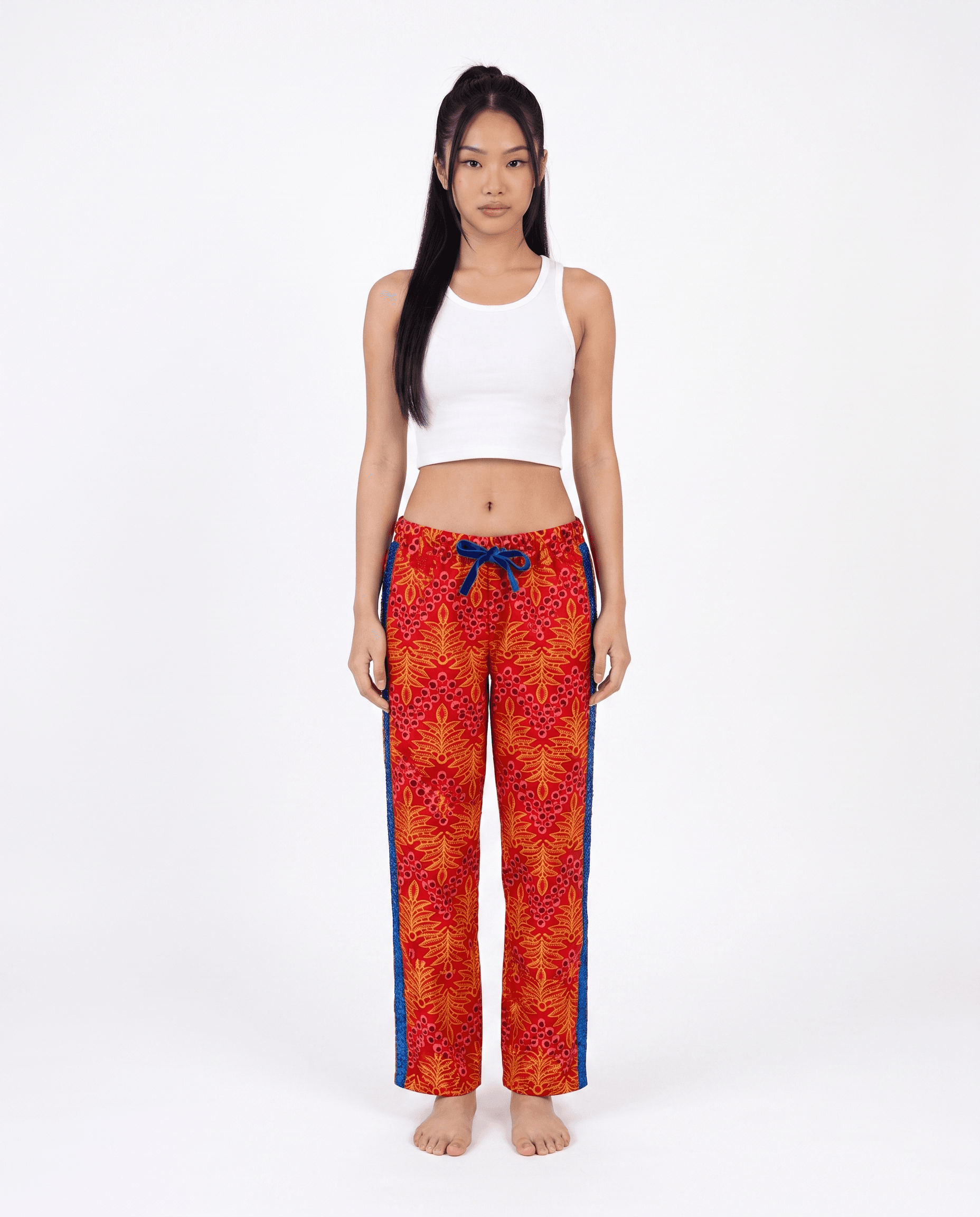 Boubou rouge paillette bleue